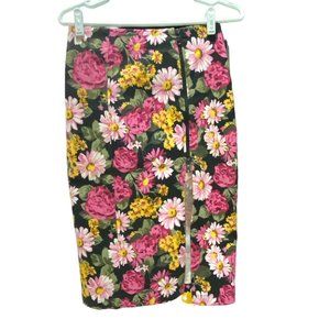 Reformation Fiona Skirt Floral Knee Length Straight Pencil Skirt Front Slit Sz 6